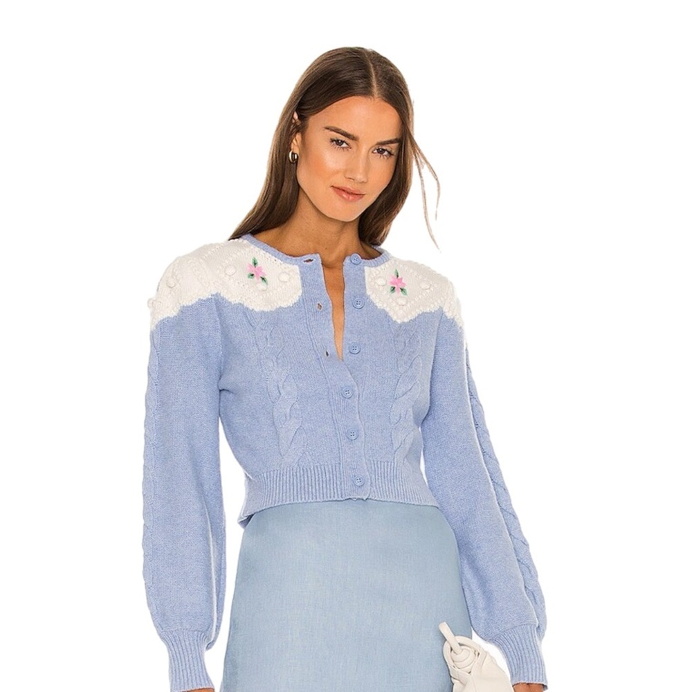ALICE MCCALL POWDER BLUE DAY BY DAY CARDIGAN  XS